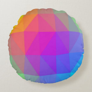 Neon Rainbow Triangle Abstrakt Rundes Kissen