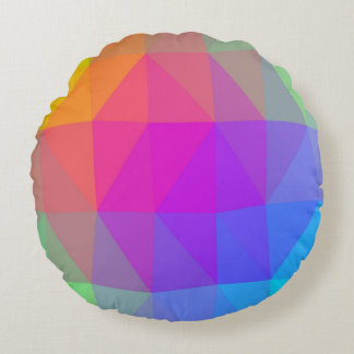 Neon Rainbow Triangle Abstrakt Rundes Kissen