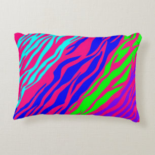 Neon Rainbow Zebra Zierkissen