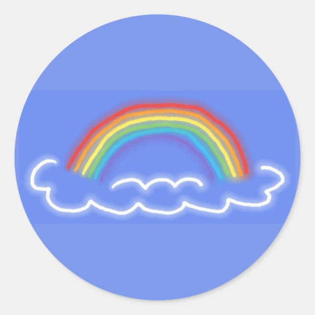 Neon Rainbows Round Stickers (Denim Blue) (Vorderseite)