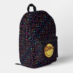 Neon Rave Inspiriert PLUR Pilz Schwarzes Logo Bedruckter Rucksack