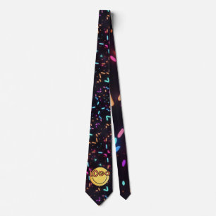 Neon Rave Inspiriert PLUR Pilz Schwarzes Logo Krawatte