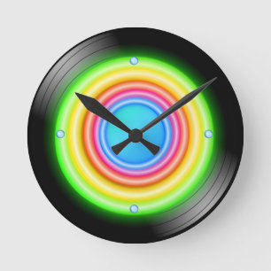 Neon Record Runde Wanduhr