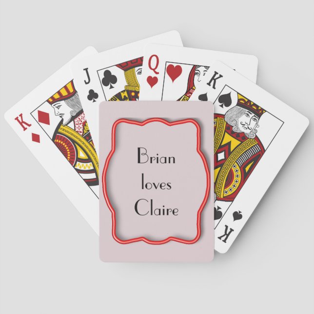Neon Red Frame mit Namen Spielkarten (Rückseite)