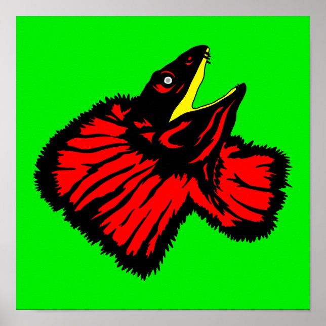 Neon Red Frilled Nackenechard Poster (Vorne)