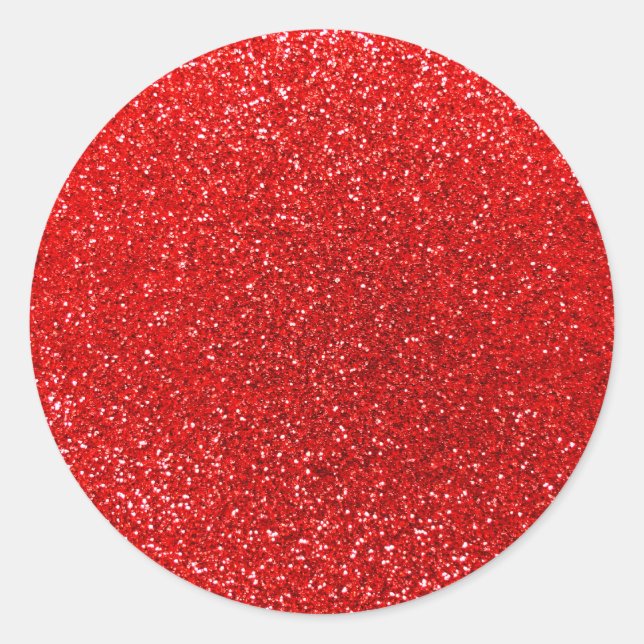 Neon Red Glitzer Runder Aufkleber (Vorderseite)