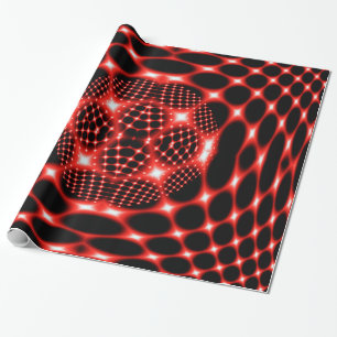 Neon Red Glob Fraktal Geschenkpapier