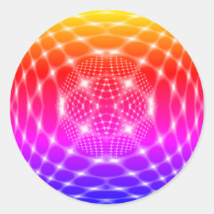 Neon Red Glob Fraktal Runder Aufkleber