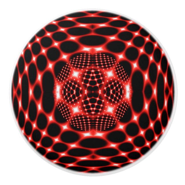 Neon Red Globe Fraktal Keramikknauf (Vorderseite)