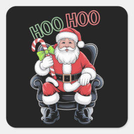 Neon Red Green Santa Claus Sprichwort Hoo Hoo Quadratischer Aufkleber