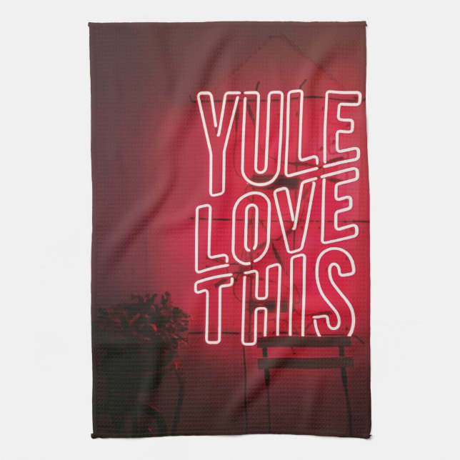 Neon Red Weihnachten Liebe Diese Küche Geschirrtuch (Vertikal)