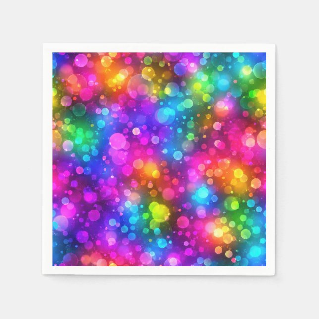 Neon-Regenbogen-Bokeh-Lichter abstrakt Serviette (Vorderseite)