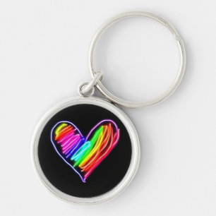 Neon-Regenbogen-Herz-T-Shirt Liebes-Pride-LGBQT-De Schlüsselanhänger