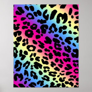 Neon-Regenbogen-Leopard-Muster - Druck Poster