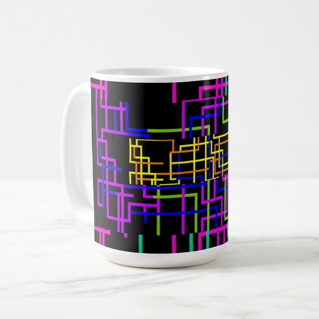 Neon-Regenbogen-Schaltkreis Kaffeetasse (Vorderseite Links)
