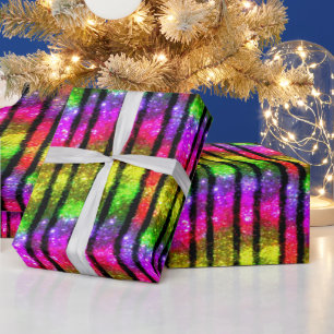 Neon-Regenbogen-Schimmer-Streifen Geschenkpapier