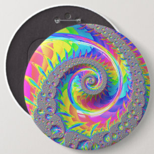 Neon-Regenbogen-Spirale-Fraktal-Abstrakte Digitale Button