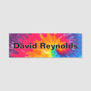 Neon-Regenbogen-Tie-Dye-Design Namensschild