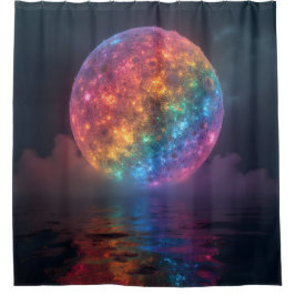 Neon Regenbogenglocke in der Nacht Duschvorhang