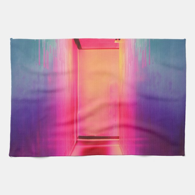 Neon Regenbogenhalle Geschirrtuch (Horizontal)