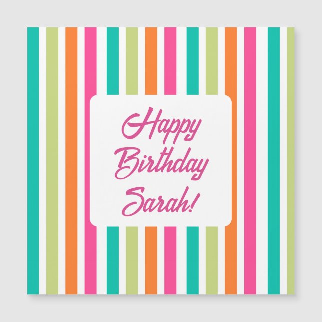 Neon Regenbogenstreifen spass Retro Magneteinladung (Vorderseite)