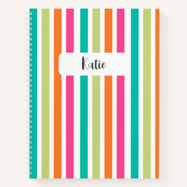 Neon Regenbogenstreifen spass Retro Notizbuch (Vorderseite)