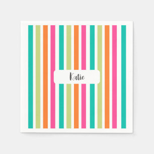 Neon Regenbogenstreifen spass Retro Serviette