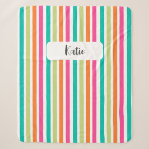 Neon Regenbogenstreifen spass Retro Sherpadecke