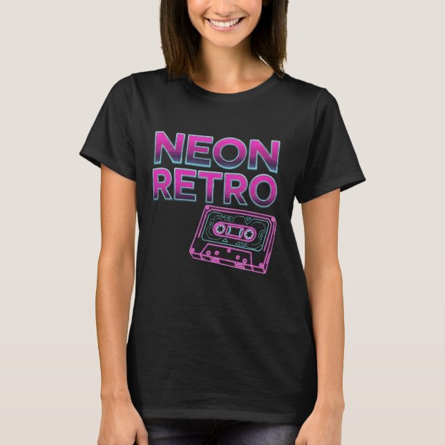 NEON RETRO - 80s Arcade Synthwave Cassette T-Shirt (Devant)