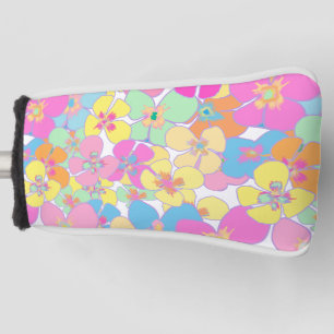 Neon Retro Floral Pink Dorm Room Golf Headcover