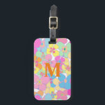 Neon Retro Floral Pink Gepäckanhänger<br><div class="desc">Retro Imitate neonblütige Muster. Rosa,  Orange,  Minze,  blau,  gelb,  neonblütige Ästhetik.</div>