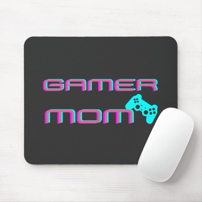 Neon-Retro-Gamer-Mama Mousepad (Mit Mouse)