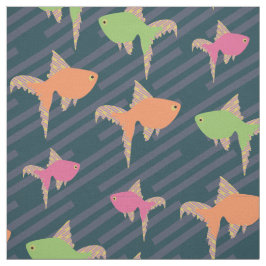 Neon Retro Goldfish Wiederholungsmuster Stoff