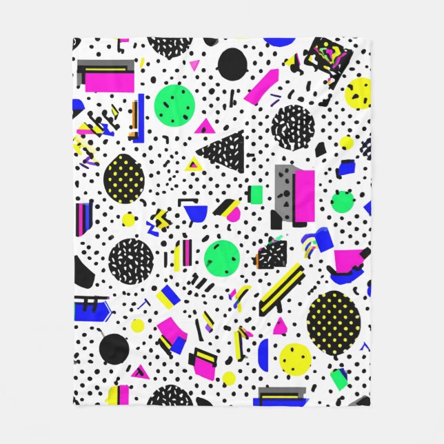 Neon Retro Memphis Geometric Chaos Pattern Fleecedecke (Vorderseite)