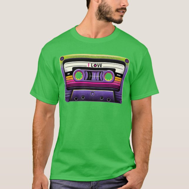 Neon Retro Mitape Mädchen T-Shirt (Vorderseite)