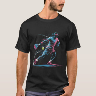 Neon-Retro-Padel-Player-T-Shirt, 80er-Style-Padel- T-Shirt
