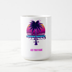 Neon Retro Synthwave Palmenbaum 80er Jahre Custom Kaffeetasse