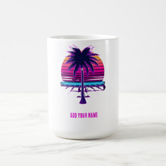 Neon Retro Synthwave Palmenbaum 80er Jahre Custom Kaffeetasse