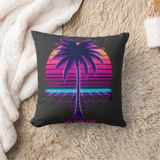 Neon Retro Synthwave Palmenbaum 80er Jahre Custom Kissen