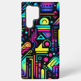 Neon Retro Tech Circuit Pattern Apple Samsung Case Galaxy Hülle