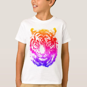 Neon Retro Tiger Head - Vintager Tiger T - Shirt