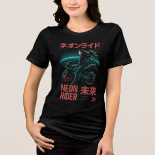 Neon Rider - Japanische Cyber-Ästhetik Tri-Blend Shirt