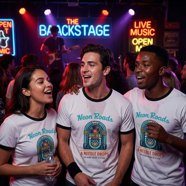 Neon Roads & Needle Drops T-Shirt (Von Creator hochgeladen)