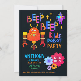 Neon ROBOT PARTY Kindergeburtstag Boys Girls Theme Einladung