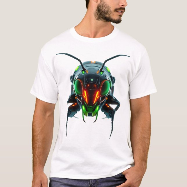 Neon Robotic Termite Face Art T-Shirt (Vorderseite)