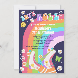 Neon Roller Patinage Super Invitations d'anniversa