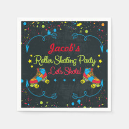 Neon Roller Skate Birthday Napkins Serviette