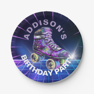 Neon Roller Skaten Party Paper Plate Pappteller