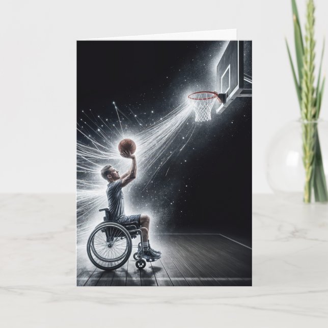 Neon Rollstuhl Basketball Spieler Geburtstag Karte (Vorderseite)
