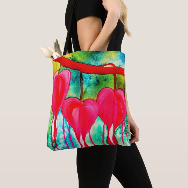 Neon rosa Blutungen Herz-Kunst Blume Tasche (Von Nahem)